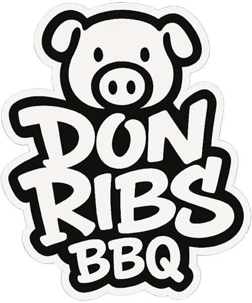 Don Ribs BBQ logo featuring a pig head above bold, rounded lettering